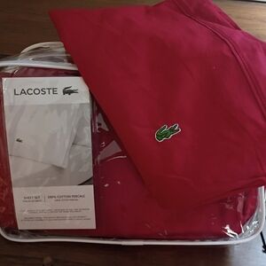 Lacoste Full Size Flat Sheet And Pillow Case - Red